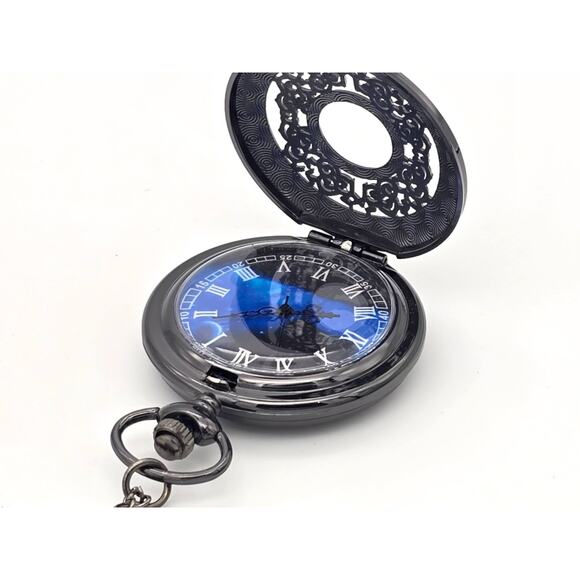 Vintage Blue Celestial Pocket Watch – Romantic Astronomy Lover, Star Gazer Gift - Picture 4 of 12